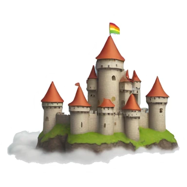 Cute little castle with a rainbow flag  on top of a floating cloud sticker