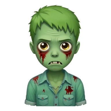 a super cute zombie green with shirt, look sad but not danger

 sticker