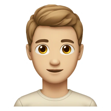 Young man, Brown eyes, small nose, white skin, Brown straight hair, beige white shirt  sticker