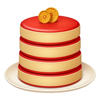 Chinese New Year Nian Gao sweet rice cake with red decorations, simplified emoji style with bold outlines and bright colors, cartoon style sticky new year dessert sticker