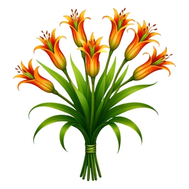 big bouquet Torch Lily, luxuriant, stem, leaf sticker