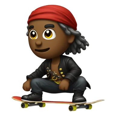 a skateboarding pirate sticker