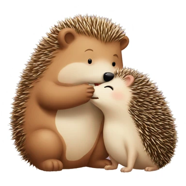 Hedgehog kissing bear sticker