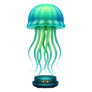 Neon glowing Cyan-lime-gradients jelly-prawn-crab-squid lamp glow sticker
