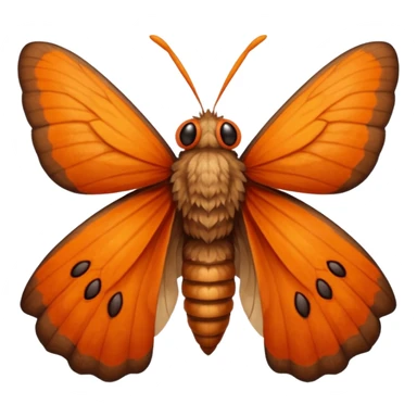 a moth head with orange antennas, slightly brown head sticker