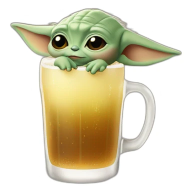 Baby yoda drink a beer sticker