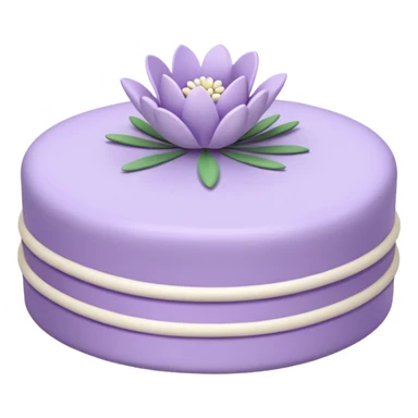 Pastel white and pastel purple marzipan cake with a lavender flower laying on top of it  sticker