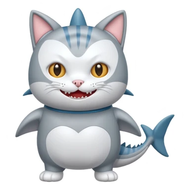 cat wearing shark costume sticker