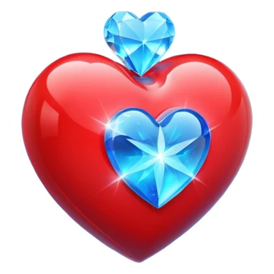 A glowing hologram of a red 3D heart with a bright blue star inside sticker