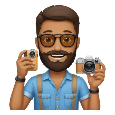 bearded fotographer with summer clothes and sun glasses sticker