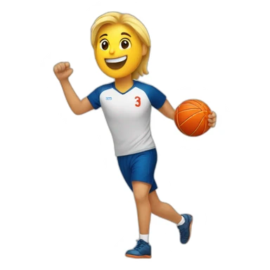a handball with a smile sticker