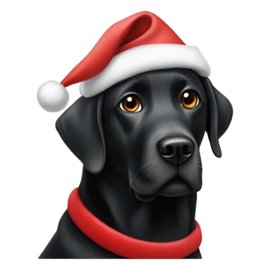 black labrador with a santa hat sticker
