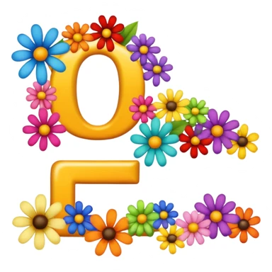 Multicolored flowers that say happy birthday sticker