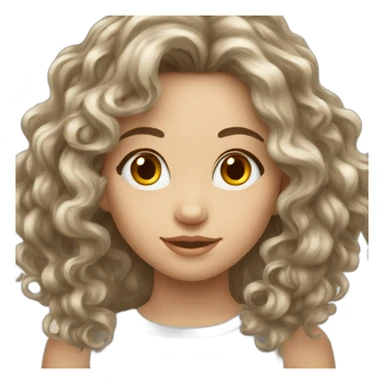 Fille au visage blanc brune cheveux bouclés long sticker