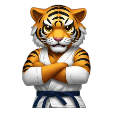 Tiger with evil face   jiu jitsu with his arms crossed sticker