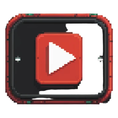 YouTube logo, red rectangle with rounded corners and white play button in the center sticker