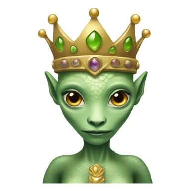 Pregnant reptilian alien woman, full body, have a crown sticker