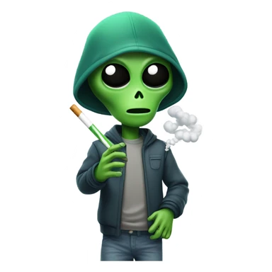 Alien smoking weed sticker