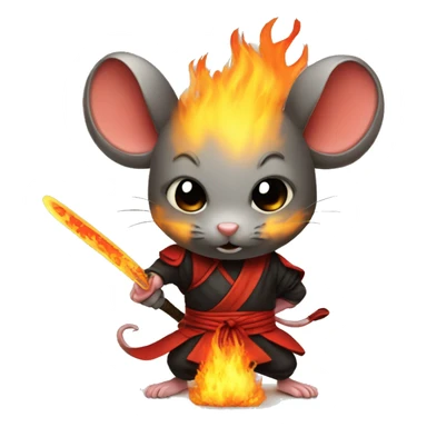 Ninja mouse covered in fire sticker