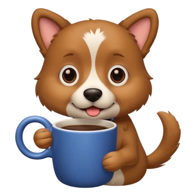 Dog with a cup of coffee sticker