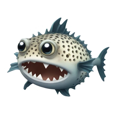 pufferfish with shark fins sticker