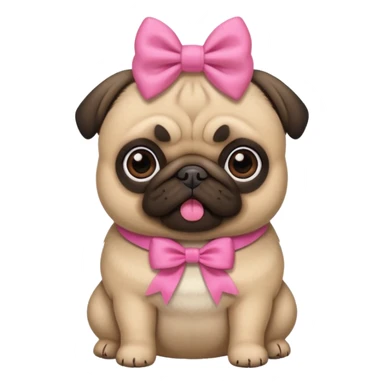 Pug fofo com láço rosa sticker