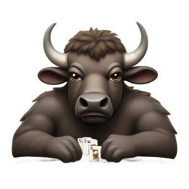 Mean Buffalo playing poker sticker