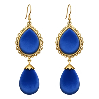 Earring with blue velvet fabric sticker