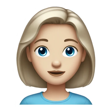 pale girl with BROWN medium length hair and blue eyes sticker