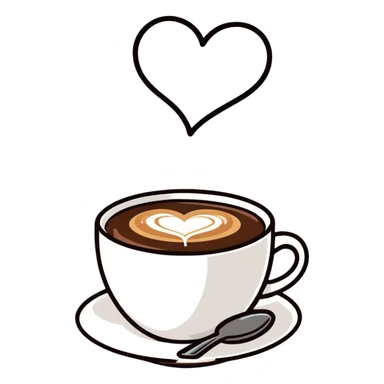 Hot cup of coffee and a heart sticker
