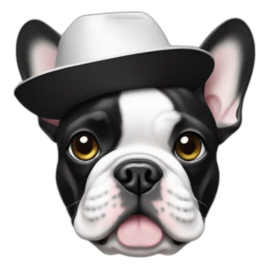 French bulldog with Schweppes hat black and white sticker