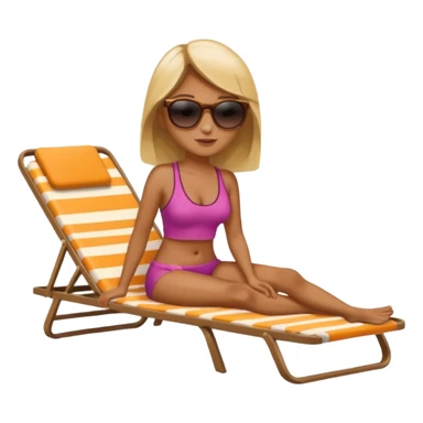 woman sitting on a sunbed sticker