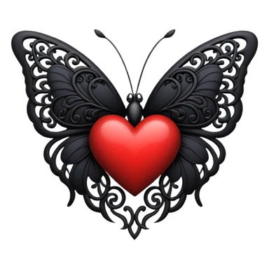 goth heart with a dark butterfly sticker