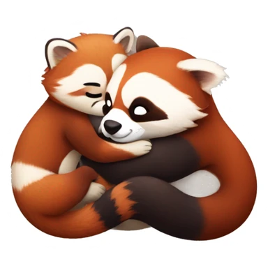 Red panda hugging otter sticker