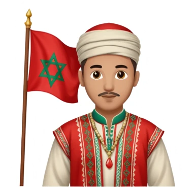 Un homme avk le drapeau Du Maroc sur le dos et qui est normal sans rien sur lui sticker