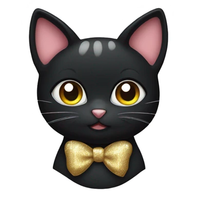 Black cat with hair bow and sparkles sticker