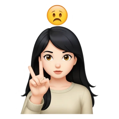 girl with black hair flipping off screen sticker