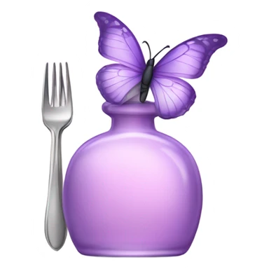  pastel violet butterfly resting on an elegant lavender perfume bottle with fork pink details. sticker