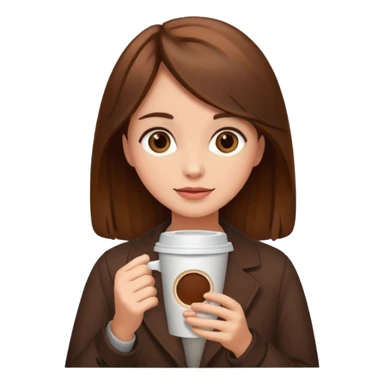 Brown haired girl with coffee sticker
