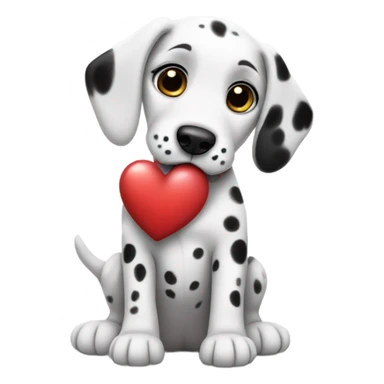 Dalmatian puppy holding a heart in its paws sticker