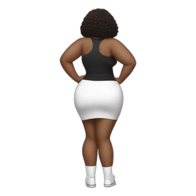 full body curvy beauty lifts her black skirt-back-view-long-white-socks sticker
