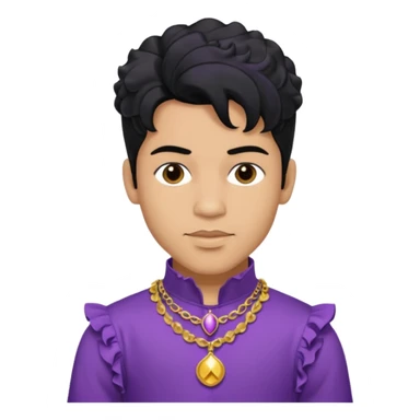 Prince Rogers Nelson olive skin, black hair, brown eyes, purple outfit sticker