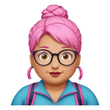 climber fat woman with pink bun hair and glassess sticker