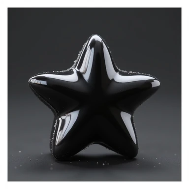 realistic black candy shaped like a star, photorealistic style sticker