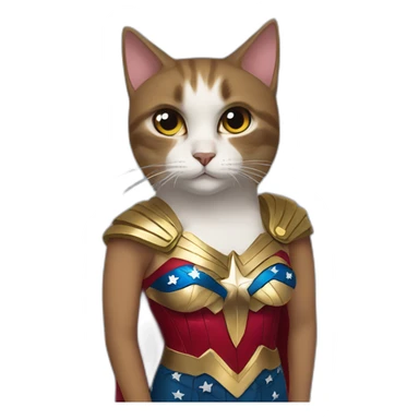 cat in a wonder woman costume sticker