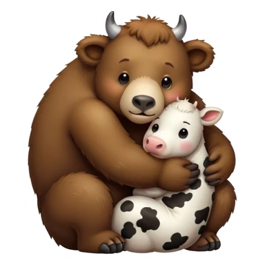 Bear hugging a cow sticker