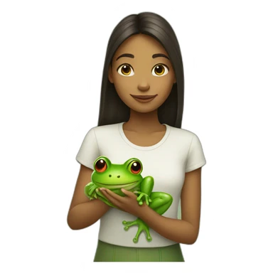 Girl with frog sticker