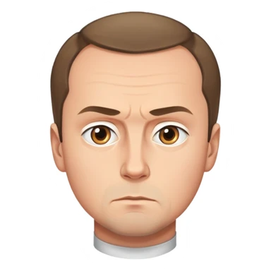 portrait of Medvedev with a round face, serious and focused expression sticker