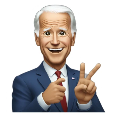 Joe biden making a peace sign sticker