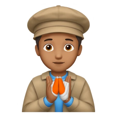 A BROWN MOTIVATIONAL GUY WITH A CAP ON WITH PRAYING HANDS sticker